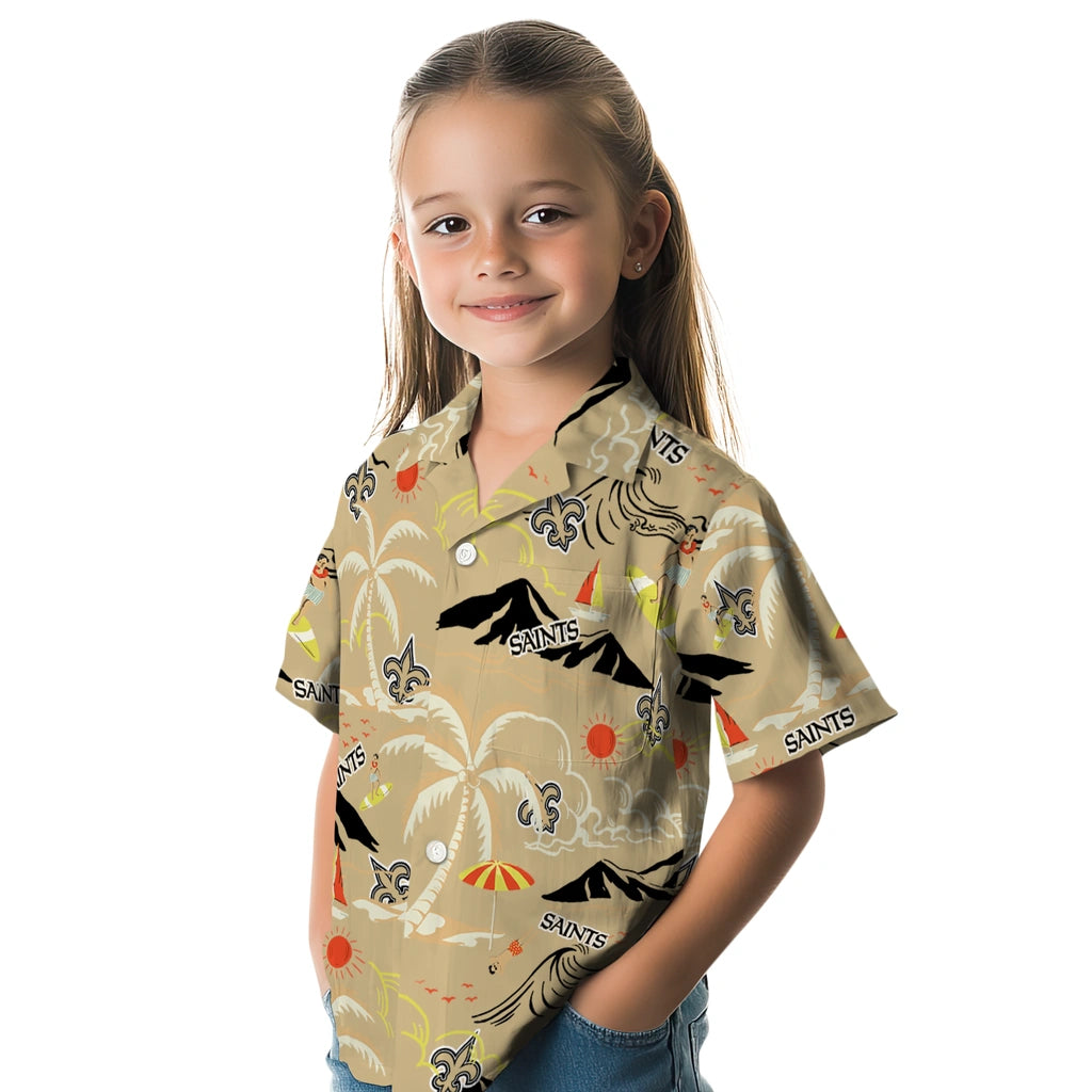 New Orleans Saints Hawaiian Shirt - Palm Tree Island | Moonbestprint
