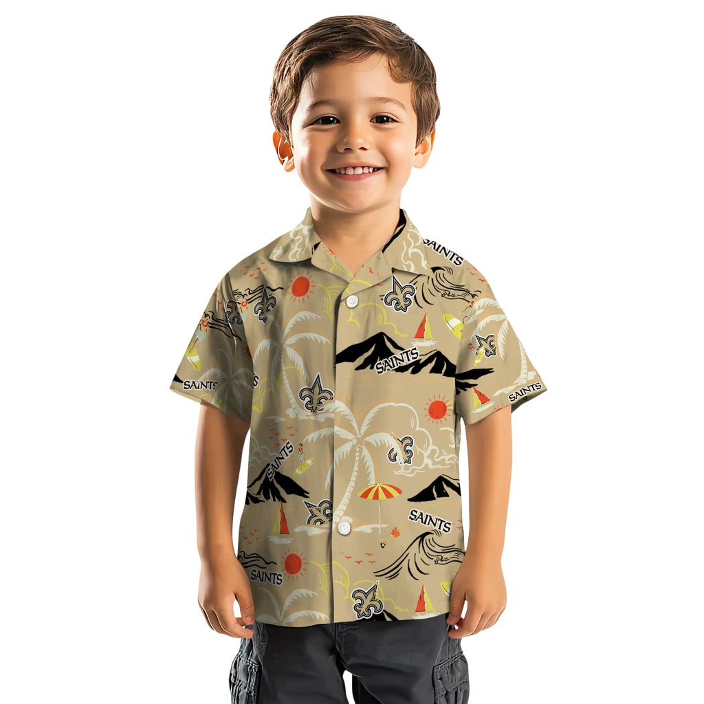 New Orleans Saints Hawaiian Shirt - Palm Tree Island | Moonbestprint