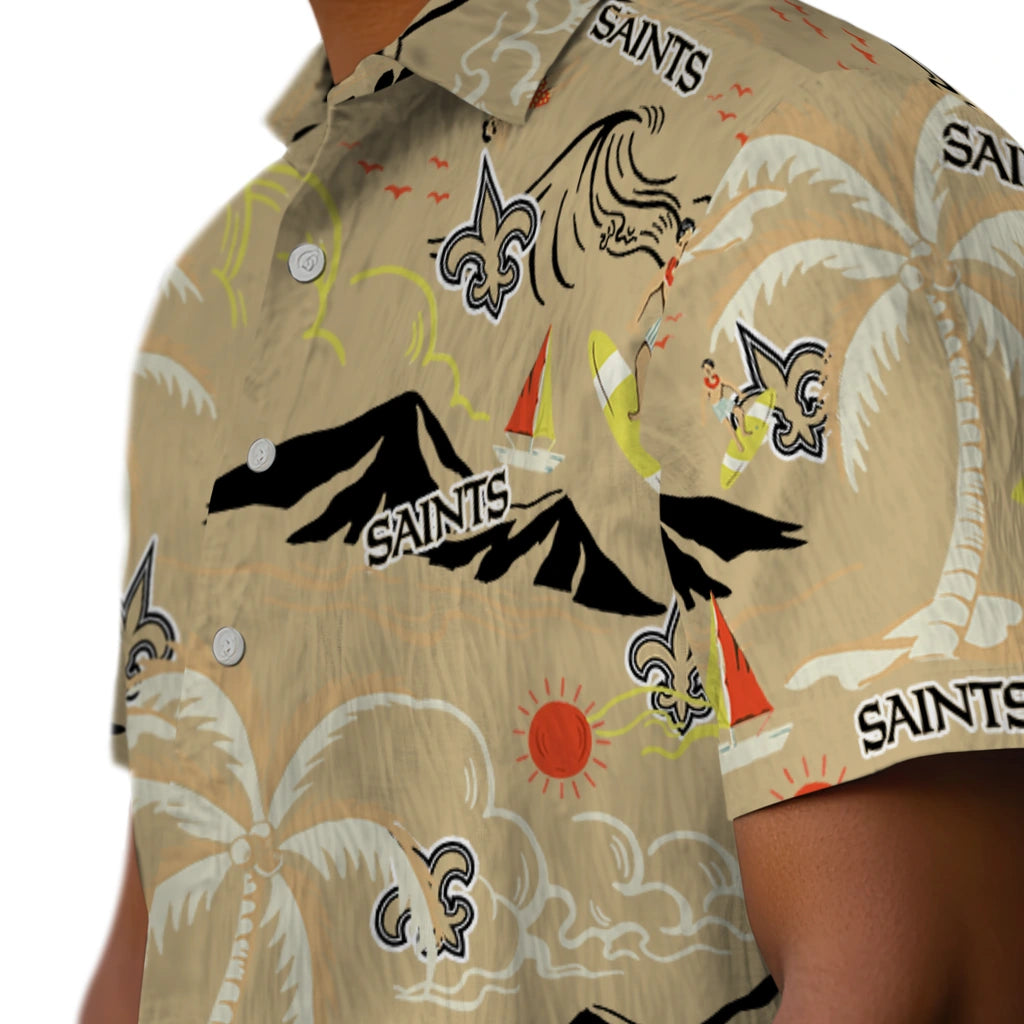 New Orleans Saints Hawaiian Shirt - Palm Tree Island | Moonbestprint