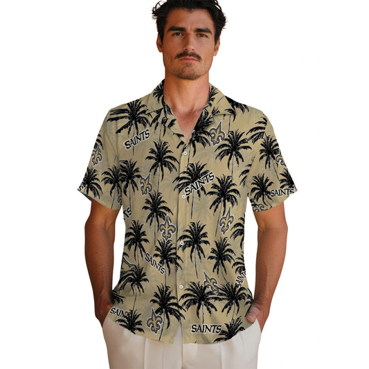 New Orleans Saints Hawaiian Shirt - Palm Tree Motif | Moonbestprint