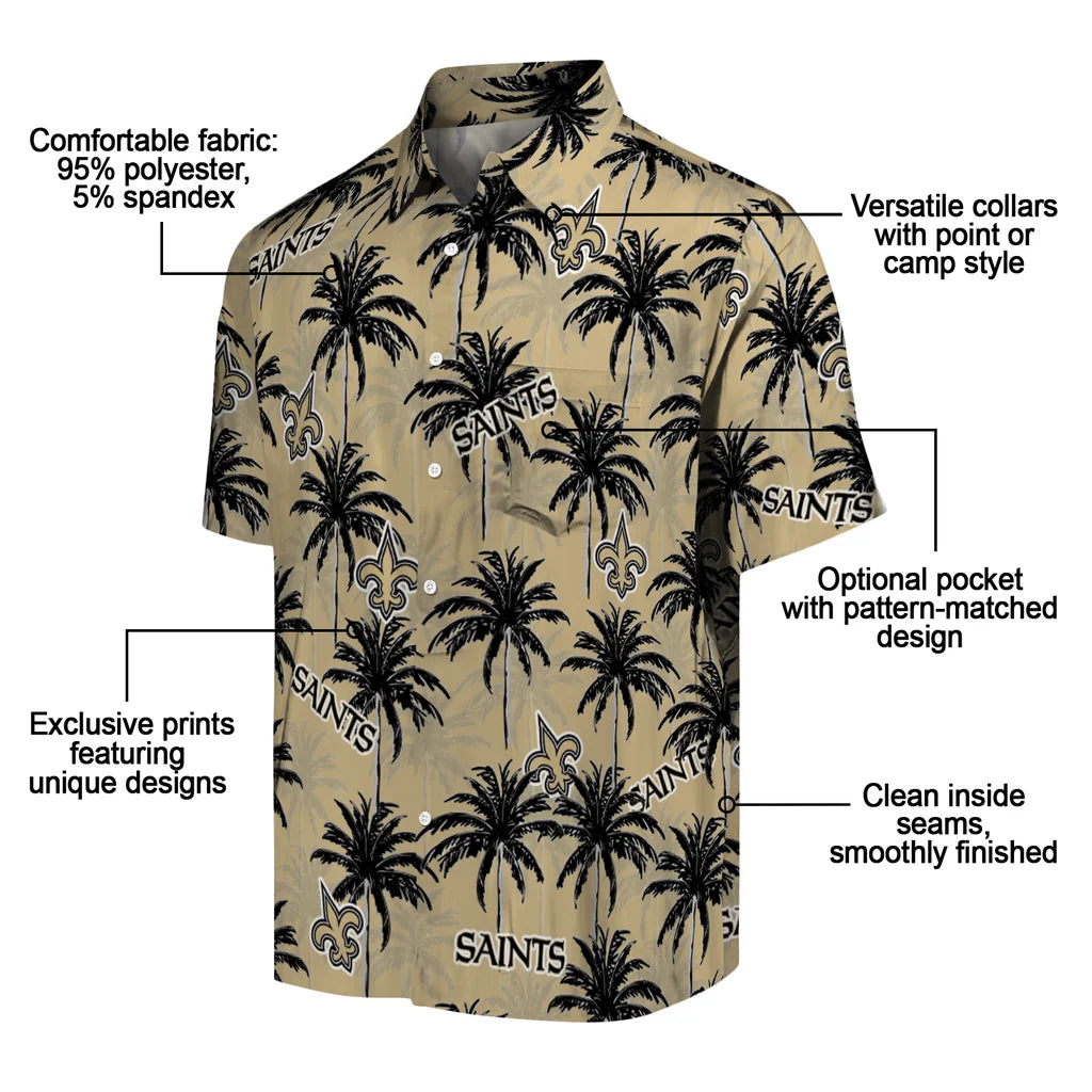 New Orleans Saints Hawaiian Shirt - Palm Tree Motif | Moonbestprint