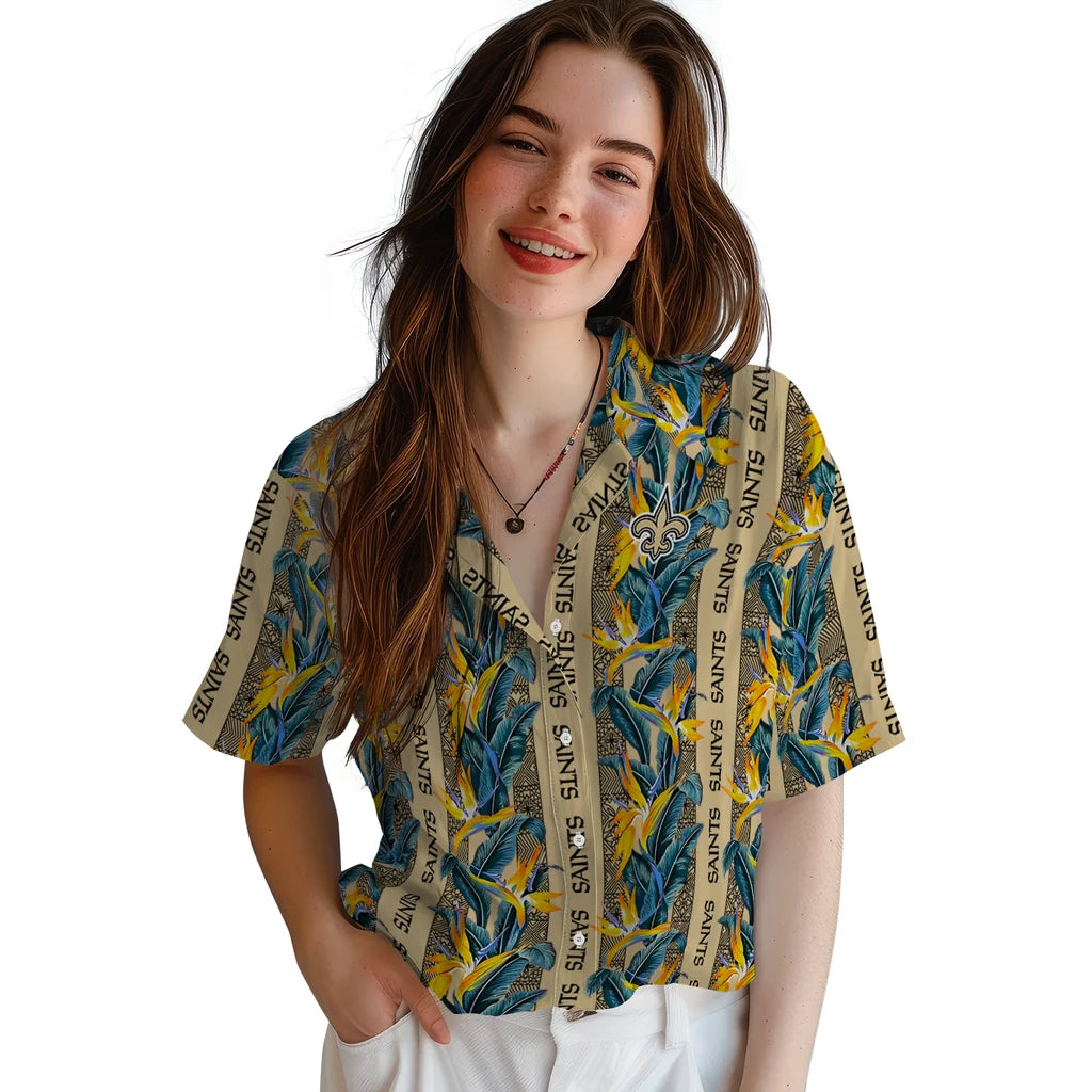 New Orleans Saints Hawaiian Shirt - Paradise Vines | Moonbestprint