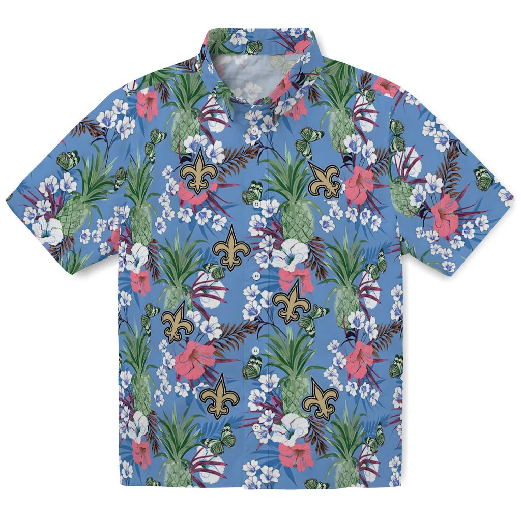New Orleans Saints Hawaiian Shirt - Pineapple Bouquet | Moonbestprint