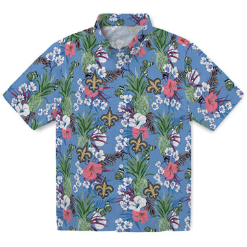 New Orleans Saints Hawaiian Shirt - Pineapple Bouquet | Moonbestprint