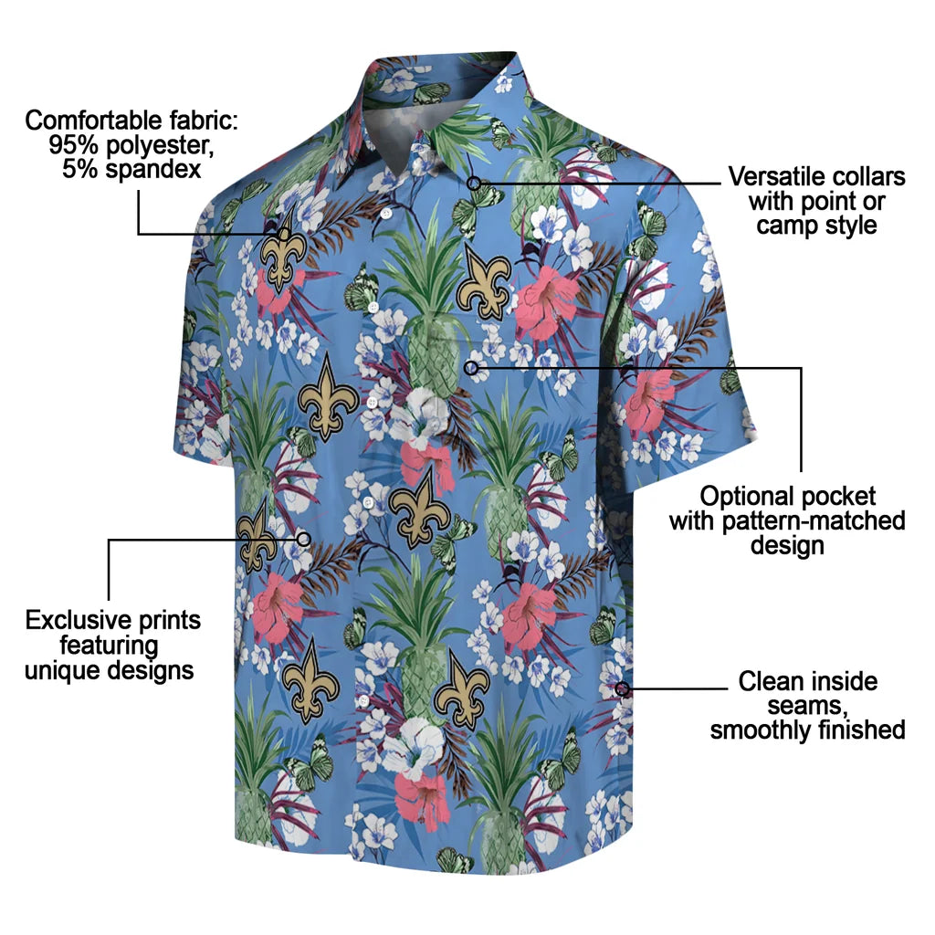 New Orleans Saints Hawaiian Shirt - Pineapple Bouquet | Moonbestprint