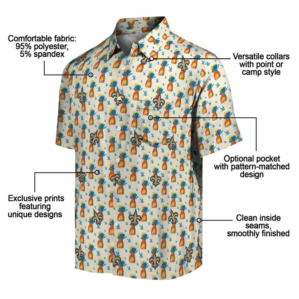 New Orleans Saints Hawaiian Shirt - Pineapple Delight | Moonbestprint
