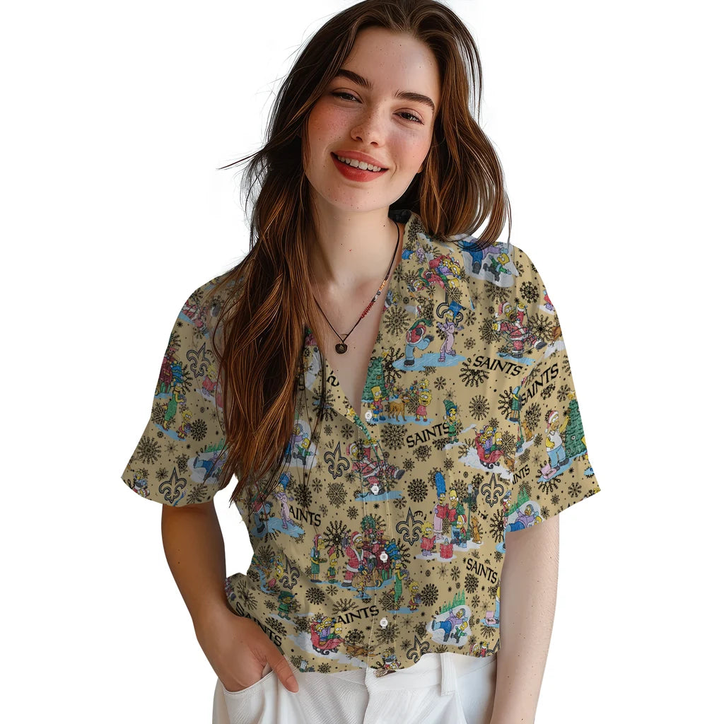 New Orleans Saints Hawaiian Shirt - Simpsons Christmas | Moonbestprint