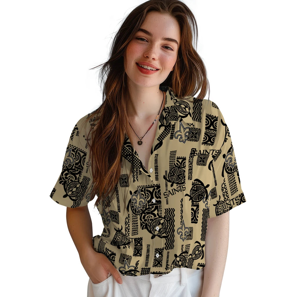 New Orleans Saints Hawaiian Shirt - Turtle Lines | Moonbestprint