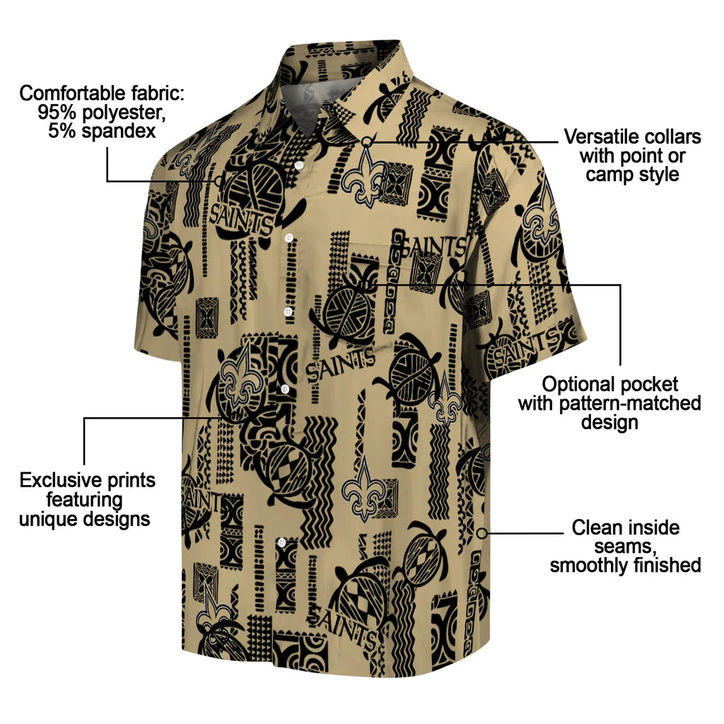 New Orleans Saints Hawaiian Shirt - Turtle Lines | Moonbestprint