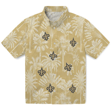 New Orleans Saints Hawaiian Shirt - Vintage Palm Tree | Moonbestprint