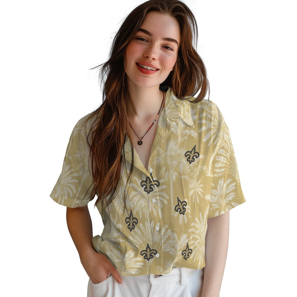 New Orleans Saints Hawaiian Shirt - Vintage Palm Tree | Moonbestprint