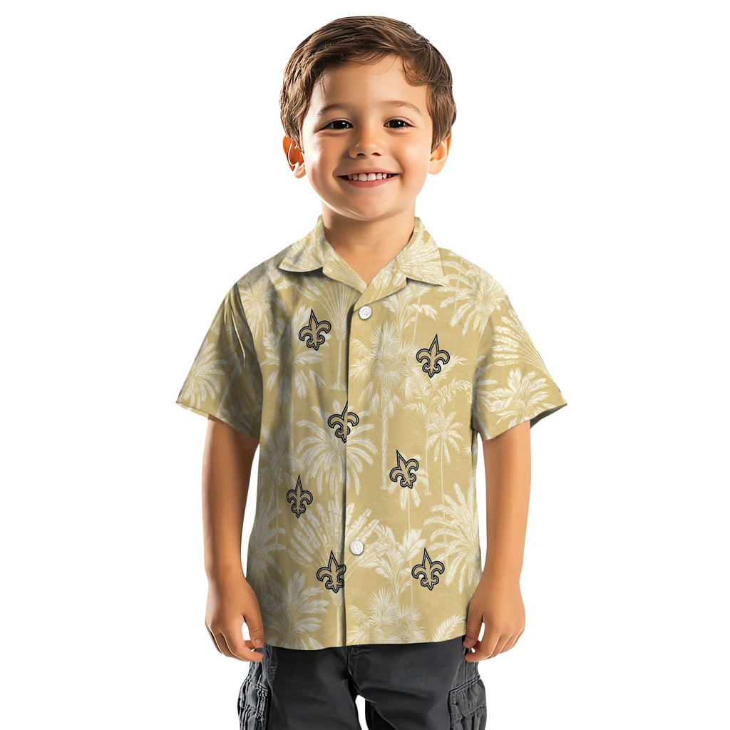 New Orleans Saints Hawaiian Shirt - Vintage Palm Tree | Moonbestprint