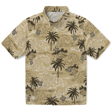 New Orleans Saints Hawaiian Shirt - Wave Palm | Moonbestprint