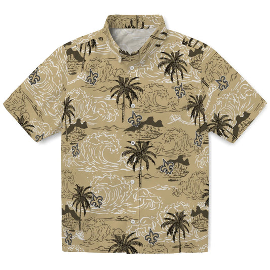 New Orleans Saints Hawaiian Shirt - Wave Palm | Moonbestprint