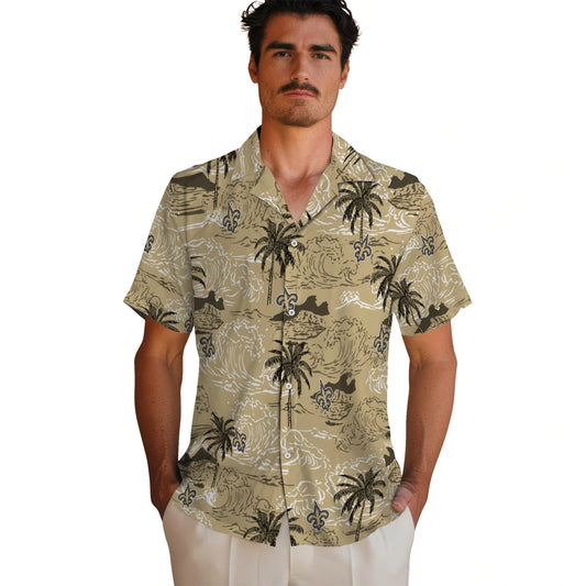 New Orleans Saints Hawaiian Shirt - Wave Palm | Moonbestprint