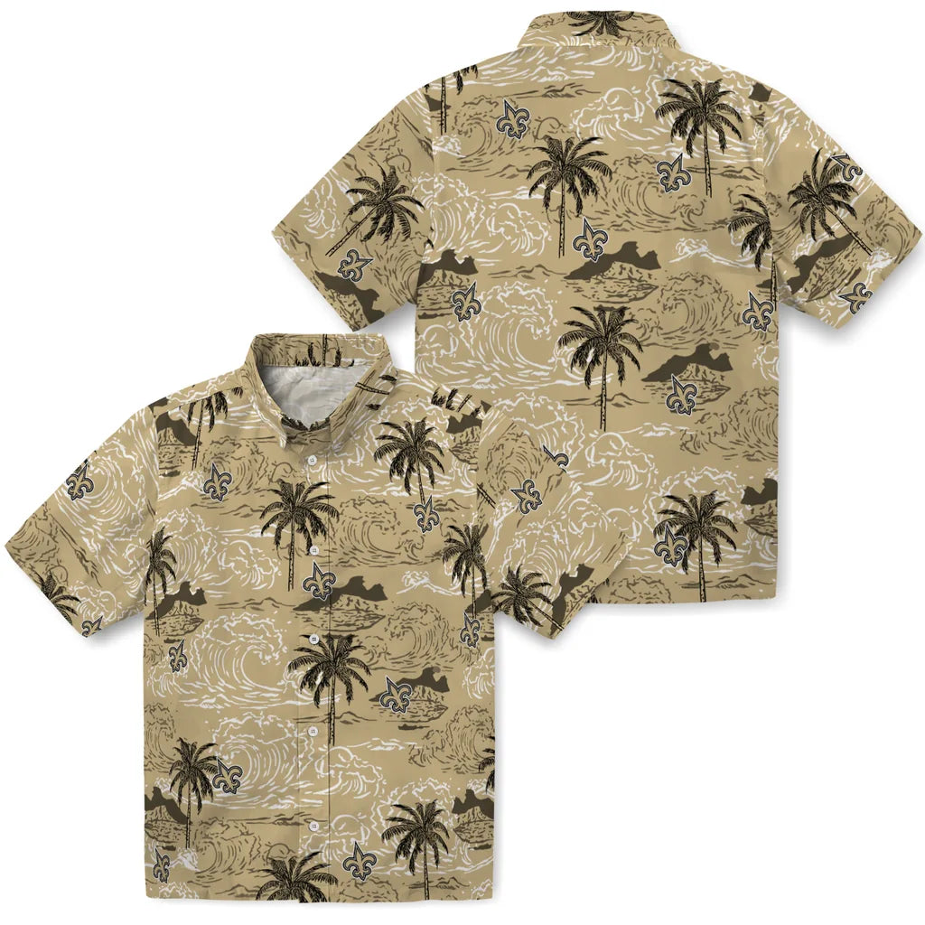 New Orleans Saints Hawaiian Shirt - Wave Palm | Moonbestprint