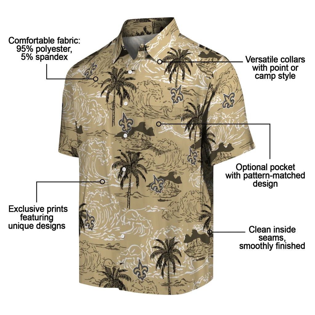 New Orleans Saints Hawaiian Shirt - Wave Palm | Moonbestprint