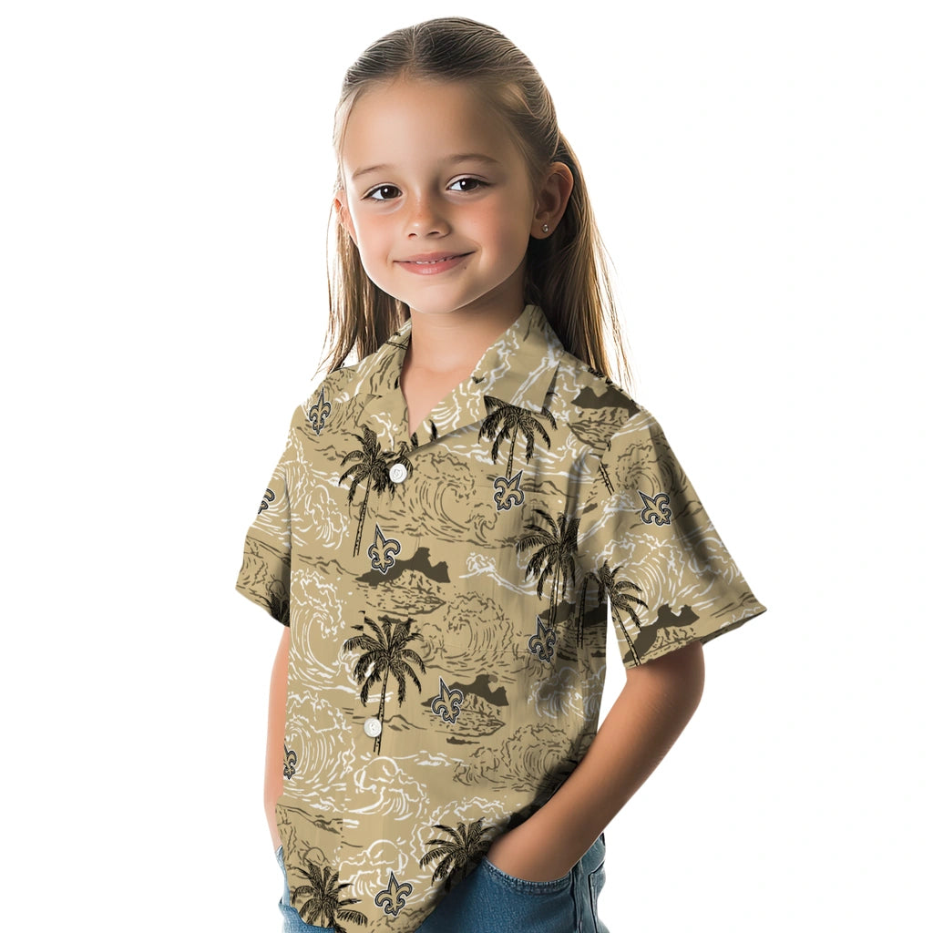 New Orleans Saints Hawaiian Shirt - Wave Palm | Moonbestprint