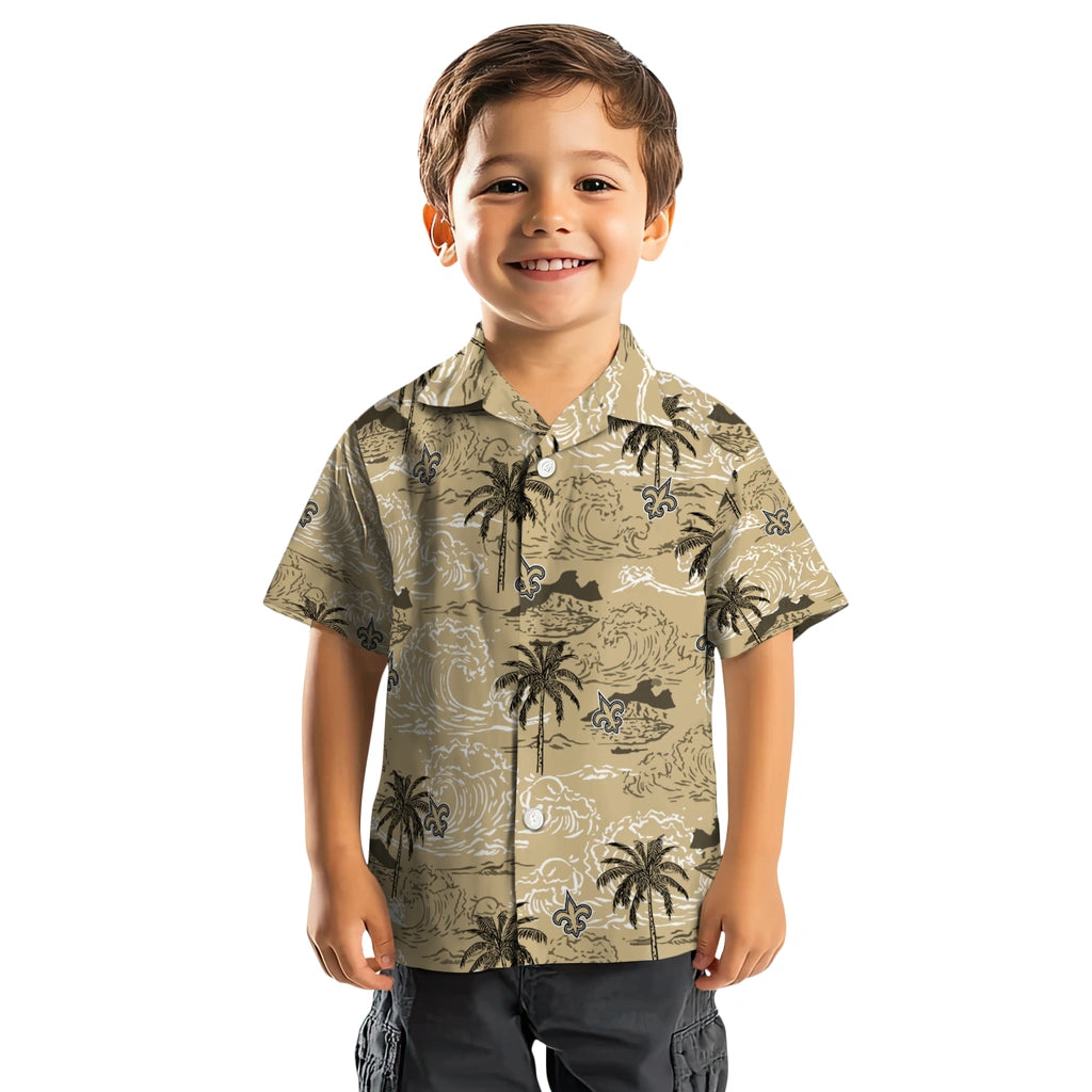 New Orleans Saints Hawaiian Shirt - Wave Palm | Moonbestprint