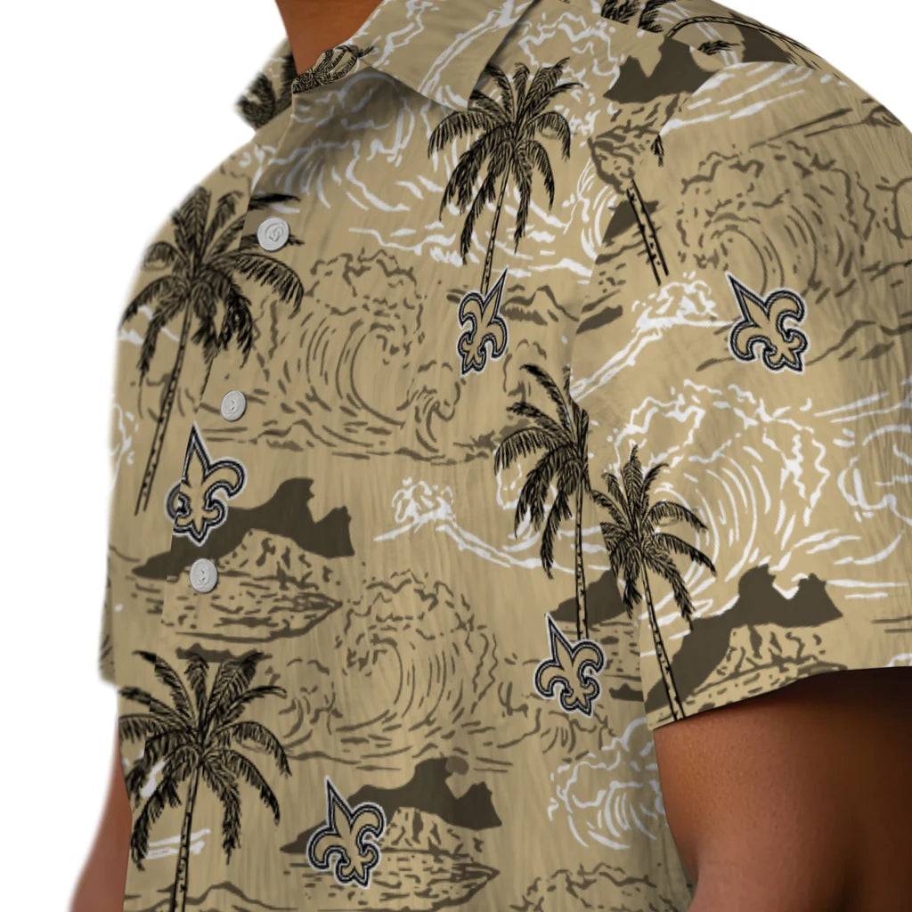 New Orleans Saints Hawaiian Shirt - Wave Palm | Moonbestprint