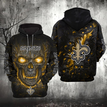 New Orleans Saints Lava Skull NFL 3D All Over Print Hoodie -Moonbestprint