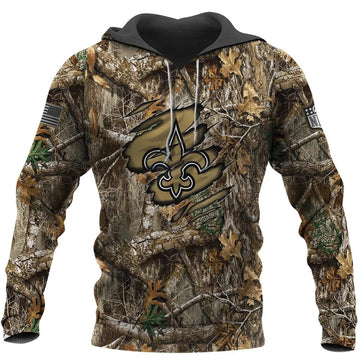 New Orleans Saints Realtree Hunting Camo NFL 3D All Over Print Hoodie -Moonbestprint