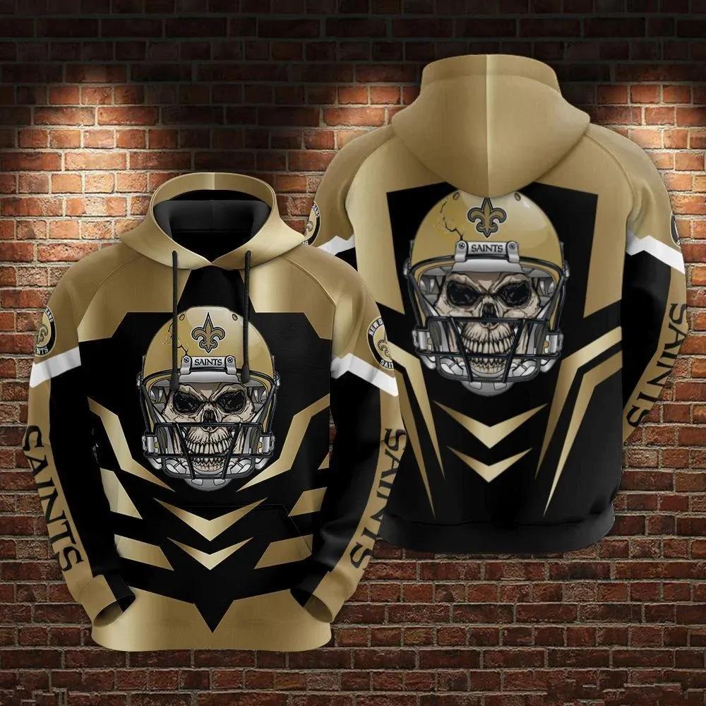 New Orleans Saints Skull Football NFL 3D All Over Print Hoodie -Moonbestprint