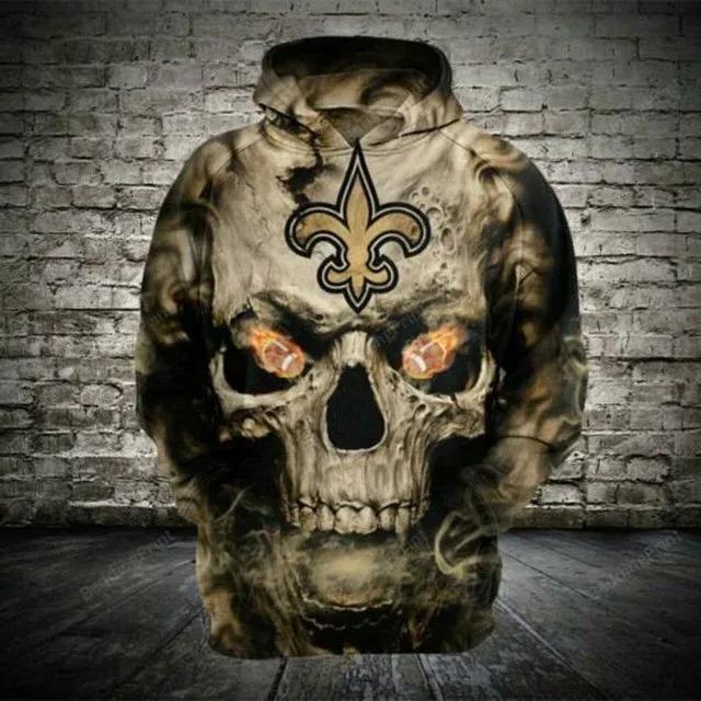 New Orleans Saints Skull NFL3D All Over Print Hoodie -Moonbestprint