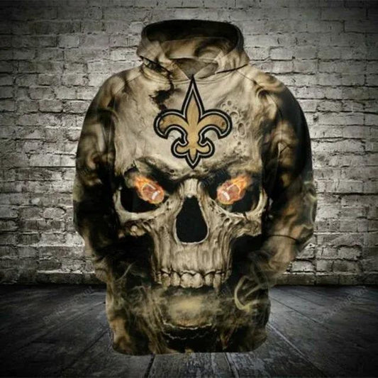New Orleans Saints Skull NFL3D All Over Print Hoodie -Moonbestprint
