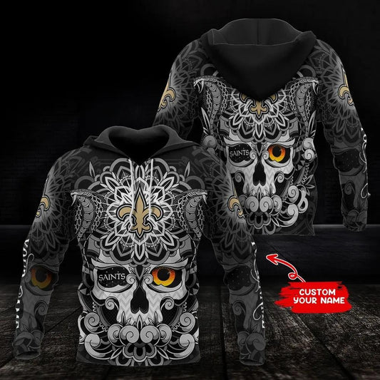 New Orleans Saints Skull Personalized NFL 3D All Over Print Hoodie -Moonbestprint
