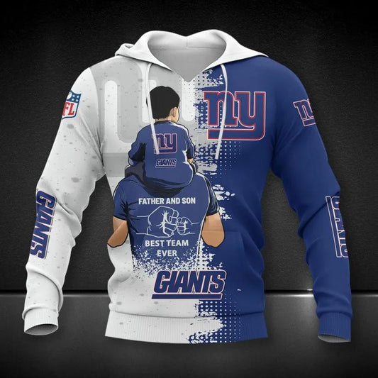 New York Giants Dad And Son NFL 3D All Over Print Hoodie -Moonbestprint