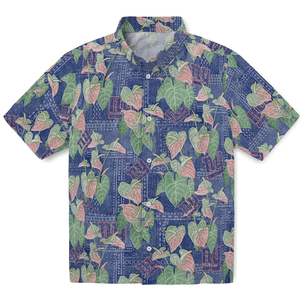 New York Giants Hawaiian Shirt - Anthurium Overlay | Moonbestprint