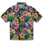 New York Giants Hawaiian Shirt - Brilliant Hibiscus Garden | Moonbestprint