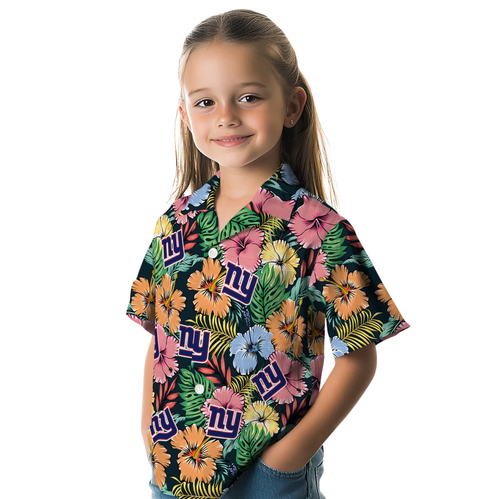 New York Giants Hawaiian Shirt - Brilliant Hibiscus Garden | Moonbestprint