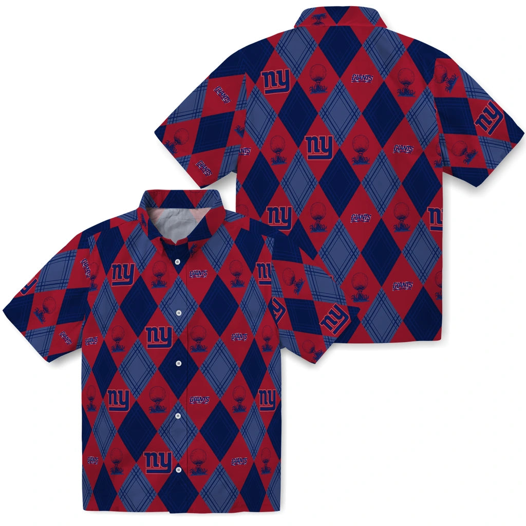 New York Giants Hawaiian Shirt - Golfing Plaid | Moonbestprint