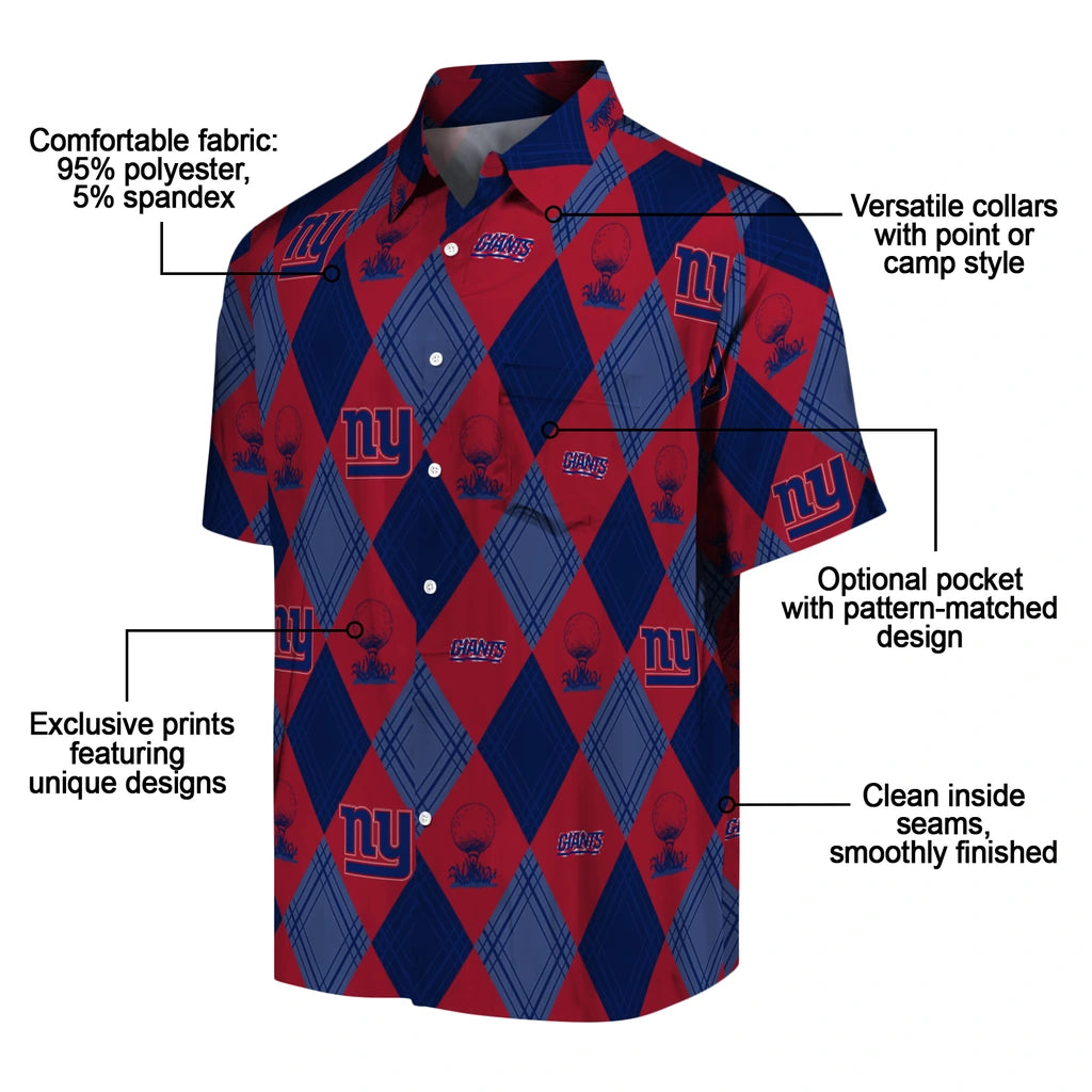 New York Giants Hawaiian Shirt - Golfing Plaid | Moonbestprint