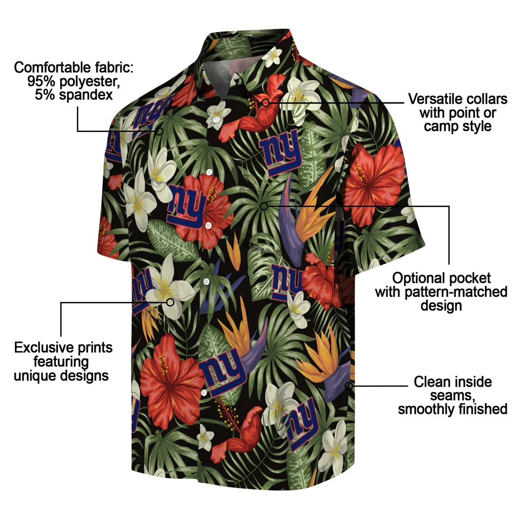 New York Giants Hawaiian Shirt - Hawaii Floral Hibiscus | Moonbestprint