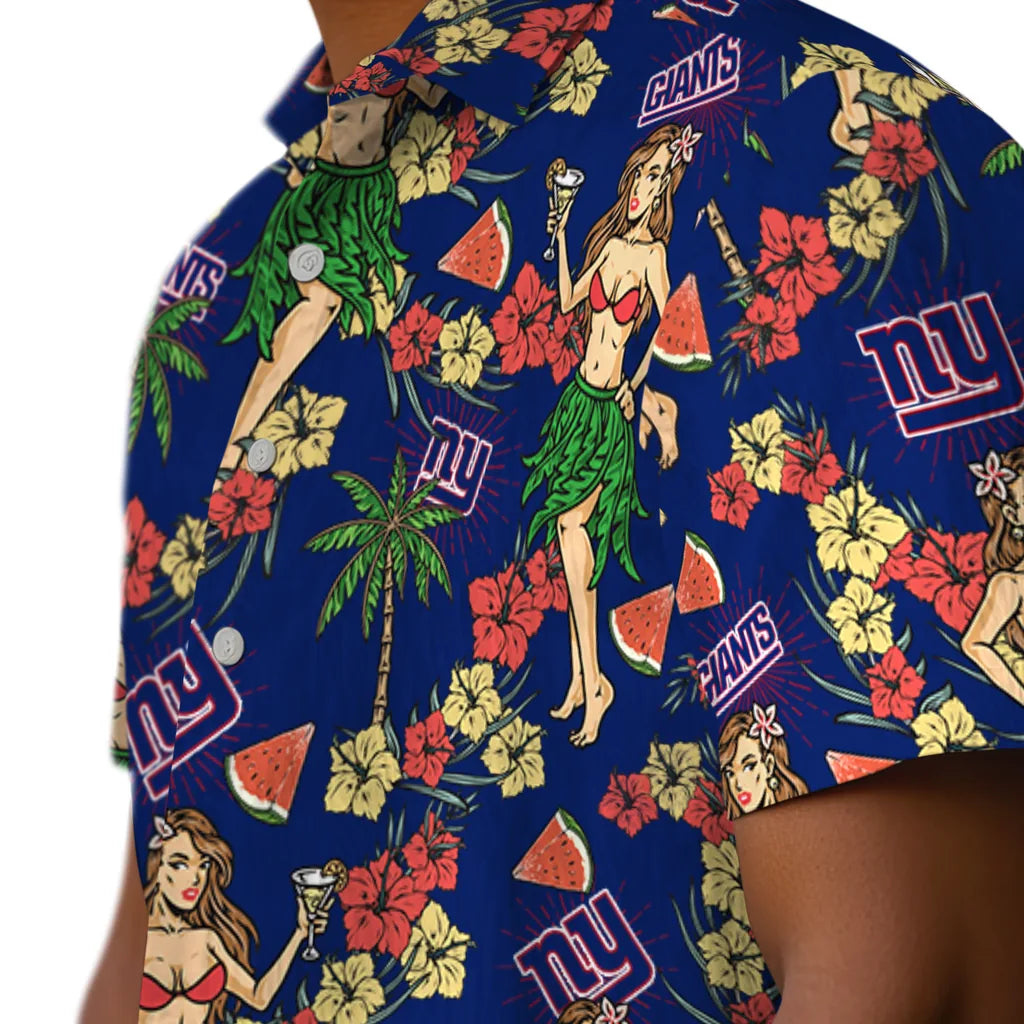 New York Giants Hawaiian Shirt - Hawaiian Girls Design | Moonbestprint