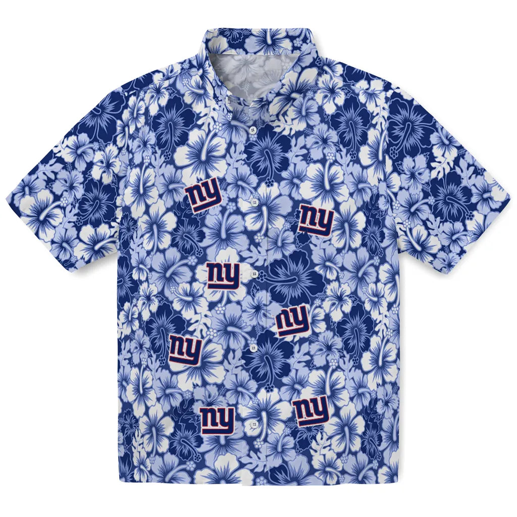 New York Giants Hawaiian Shirt - Hibiscus Blooms | Moonbestprint