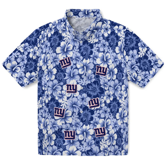 New York Giants Hawaiian Shirt - Hibiscus Blooms | Moonbestprint