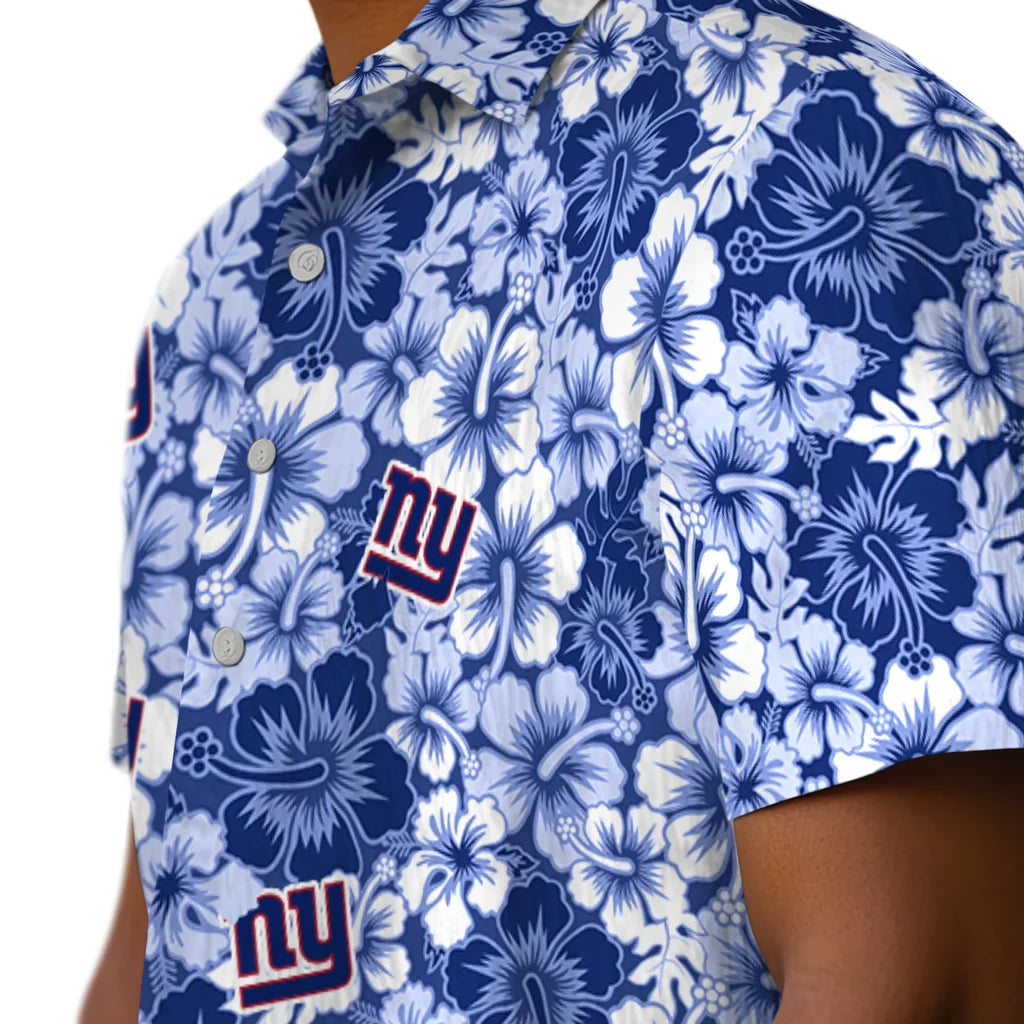 New York Giants Hawaiian Shirt - Hibiscus Blooms | Moonbestprint