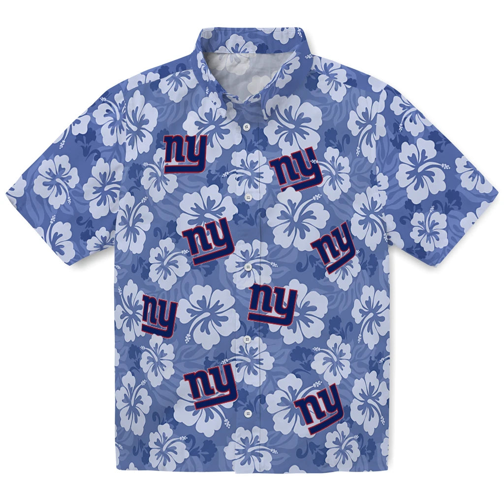 New York Giants Hawaiian Shirt - Hibiscus Cluster | Moonbestprint