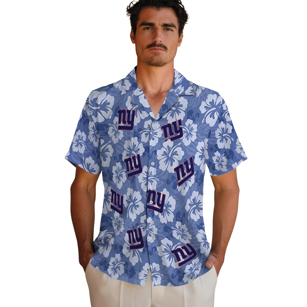 New York Giants Hawaiian Shirt - Hibiscus Cluster | Moonbestprint