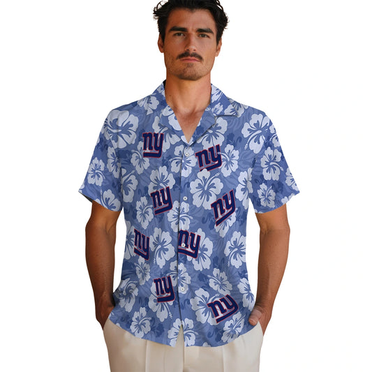 New York Giants Hawaiian Shirt - Hibiscus Cluster | Moonbestprint