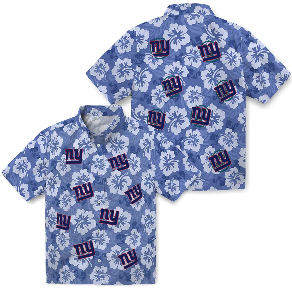 New York Giants Hawaiian Shirt - Hibiscus Cluster | Moonbestprint