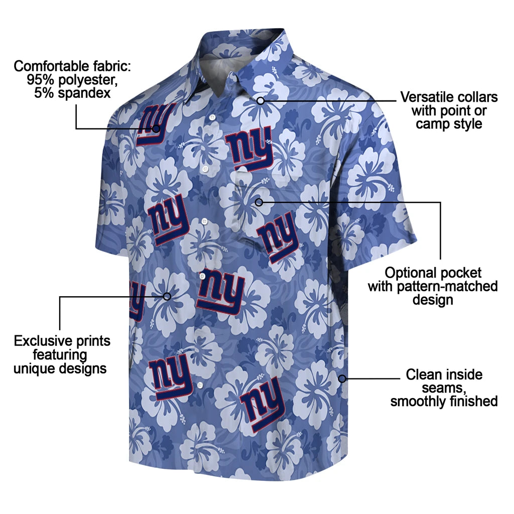 New York Giants Hawaiian Shirt - Hibiscus Cluster | Moonbestprint