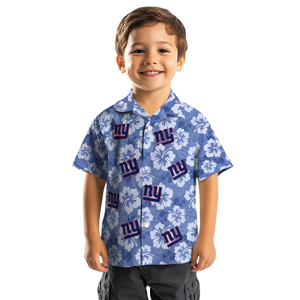 New York Giants Hawaiian Shirt - Hibiscus Cluster | Moonbestprint