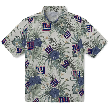 New York Giants Hawaiian Shirt - Hibiscus Designs | Moonbestprint