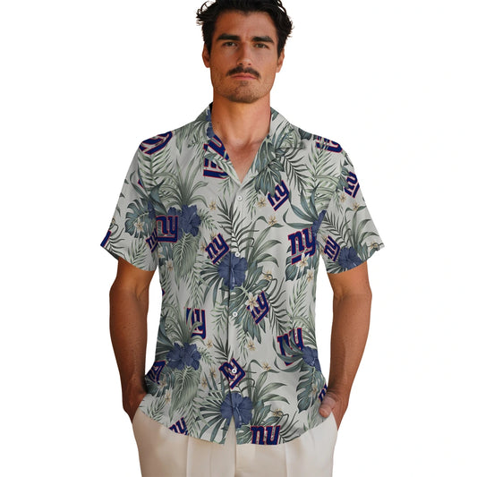 New York Giants Hawaiian Shirt - Hibiscus Designs | Moonbestprint
