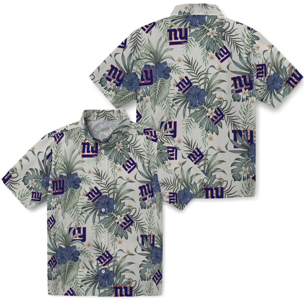 New York Giants Hawaiian Shirt - Hibiscus Designs | Moonbestprint